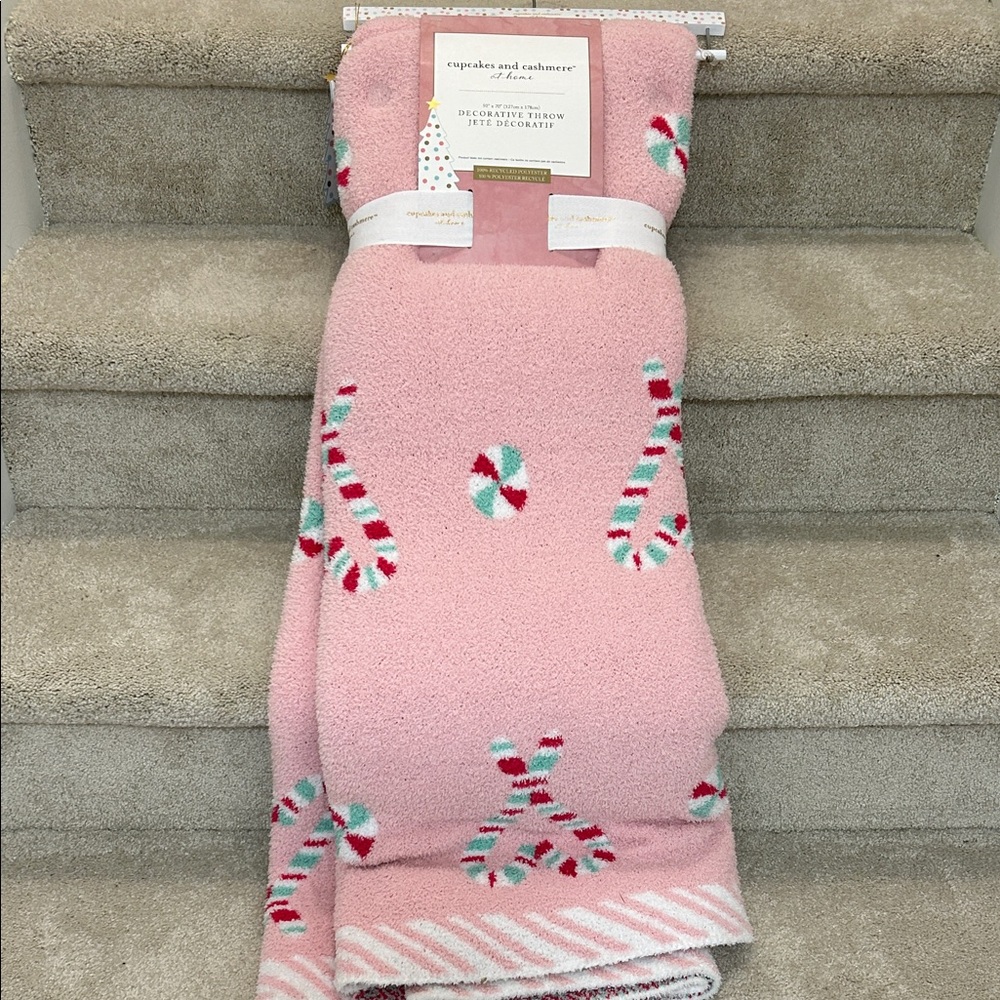 Pink Candy Cane Throw Blanket - cupcakes and cashmere